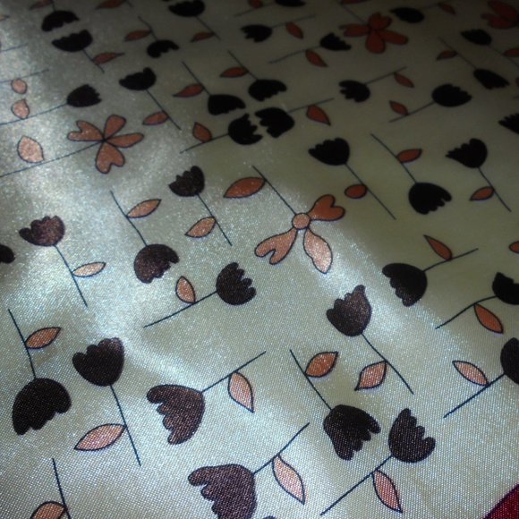 Vintage Scarf 19" Square Satin floral print neckerchief retro summer - Picture 2 of 4